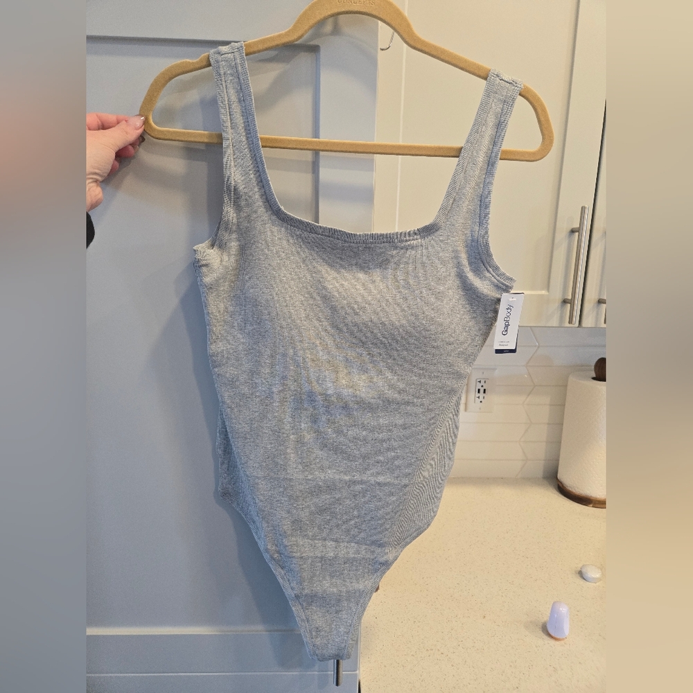 GAP Gray Cotton Ribbed Bodysuit